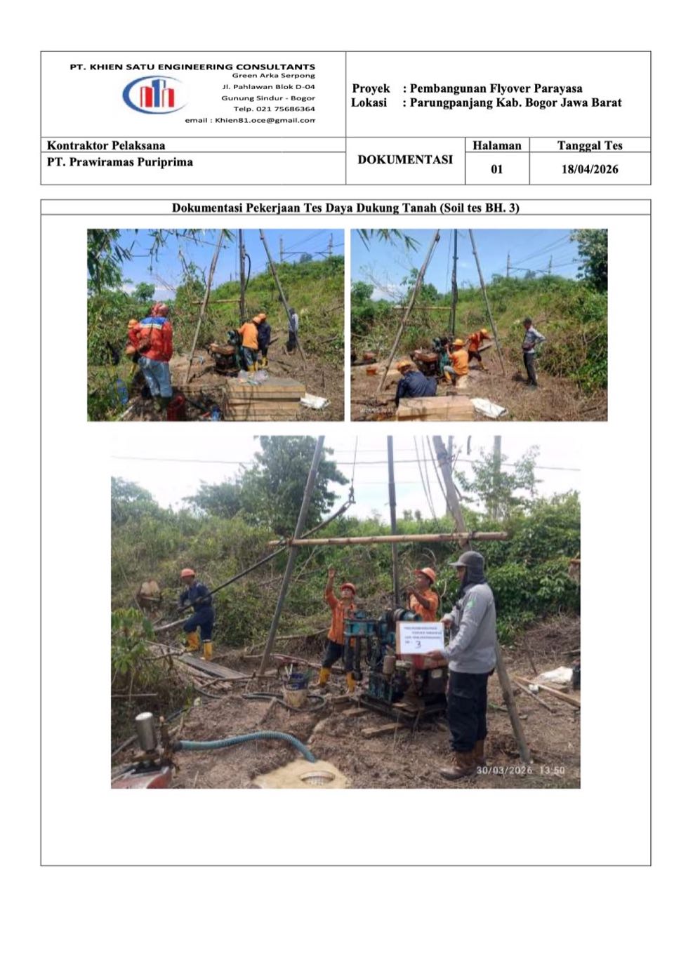 Pembangunan Flyover Parayasa - Soil Bor BH. 3 - Soil Bor